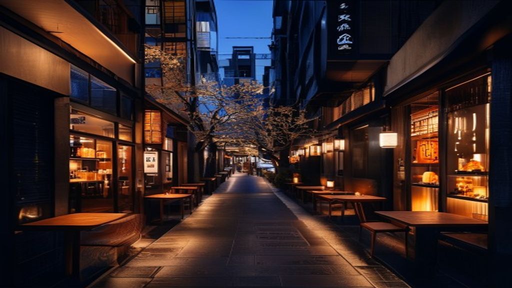 銀座の路地裏・高級店の入り口が連なる静かな小道
